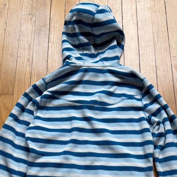 The North Face Size Medium Blue & White Striped Fleece Hooded Full Zip Jacket - Picture 14 of 15